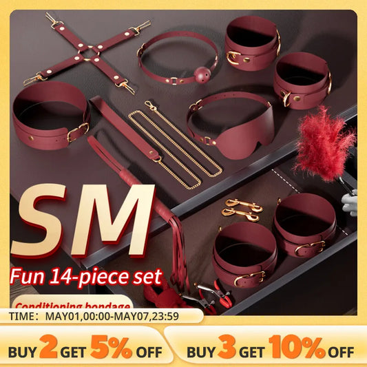 JIUUY Adult SM Sex Products Kits Bondage Gear Collar Butt Oral Erotic